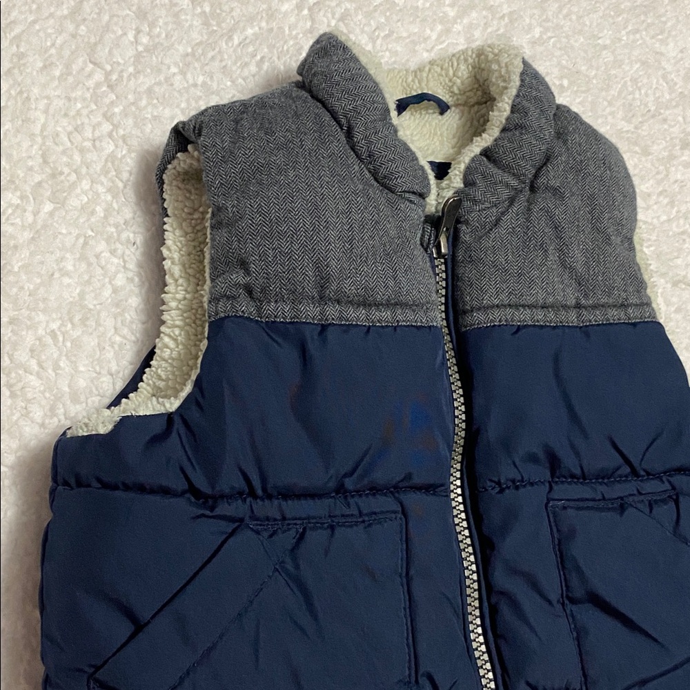 BABY GAP boys Sz 18mo - 24mo puffer vest navy / grey waterproof and lined ¥